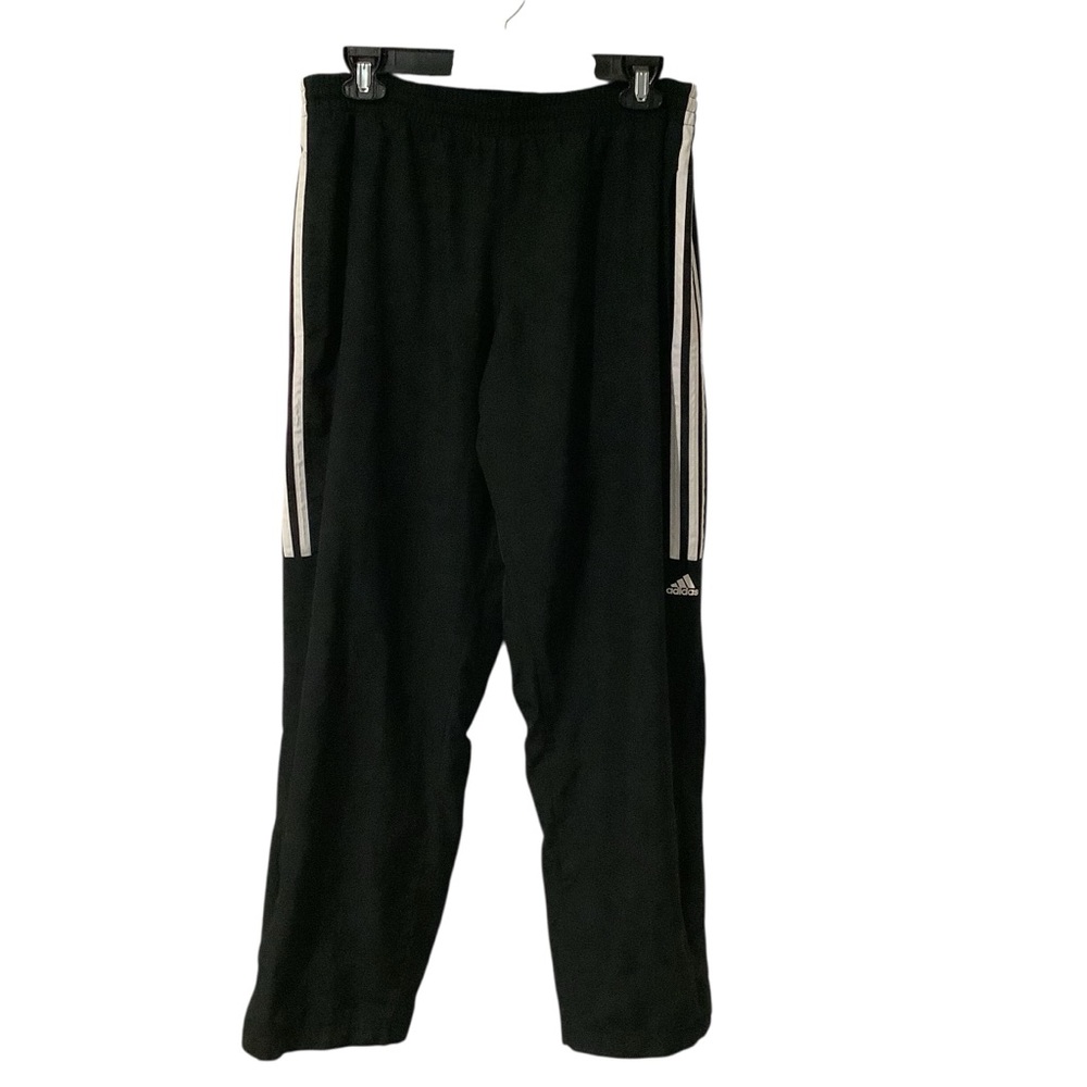 Adidas Men’s Black Joggers with White Accents Pockets and Zipper Ankles.